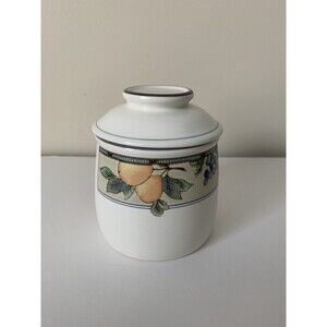 Vintage Mikasa Intaglio Garden Harvest Mini Canister with Lid 4-1/8 inch CAC29